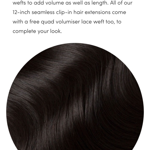 Milk + Blush 12” Seamless Clip-In Hair Extensions, 140g, Natural Black. New. - Picture 7 of 8